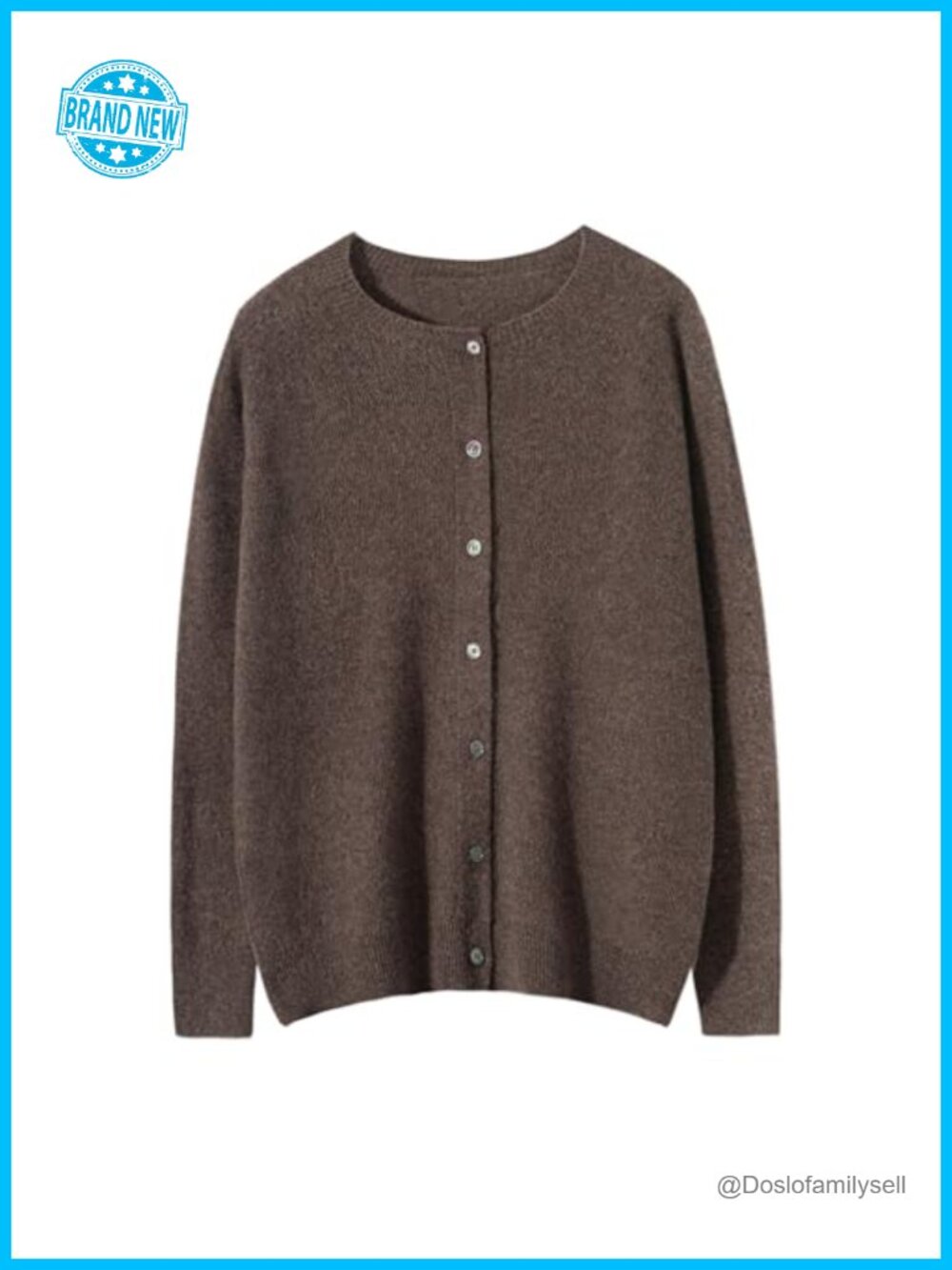 100% Merino Wool Crew Neck Cardigan Lightweight Button Down Sweater